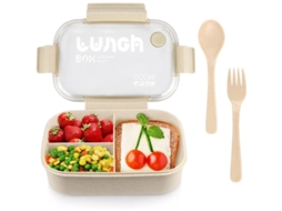 Caixa de Almoço Bento com Utensílios Reutilizáveis, Sem Bpa, Microondas