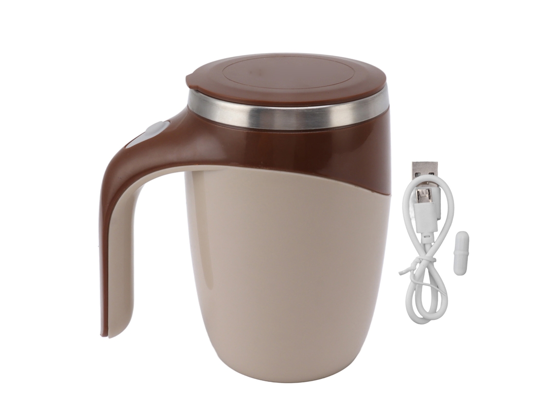 Caneca de Café com Mistura Magnética Automática 380ml Inox 304 Bateria Usb