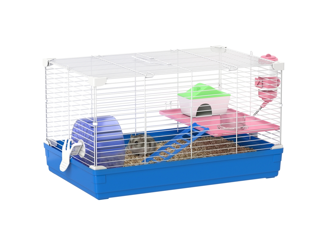 Gaiola Hamster Casa Roda Casinha Rampa 47x30x27cm Azul