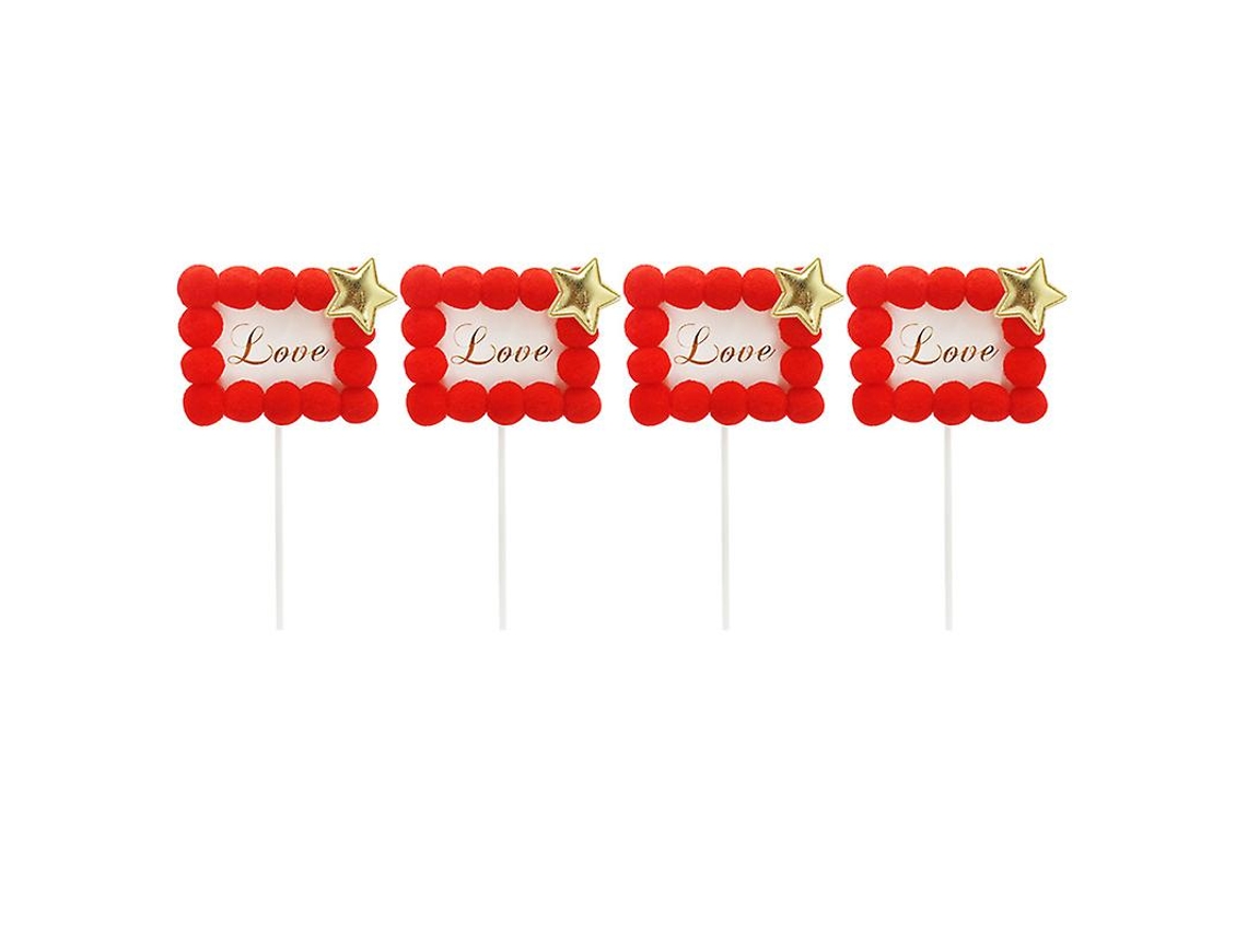 4pcs Toppers De Bolo De Bola De Cabelo