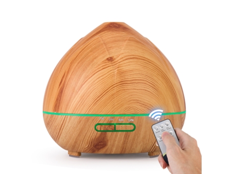 Humidificador Difusor de Aroma VANJL Difusor de Óleo Essencial Ultrassónico Led Marrom Controle Remoto
