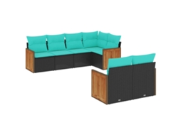 Conjunto de Sofá de Jardim, 7 Peças, Almofadas, Rattan Preto MAISON EXCLUSIVE