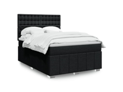 Vidaxl Cama Com Molas/colchão 140x190 Cm Tecido Preto