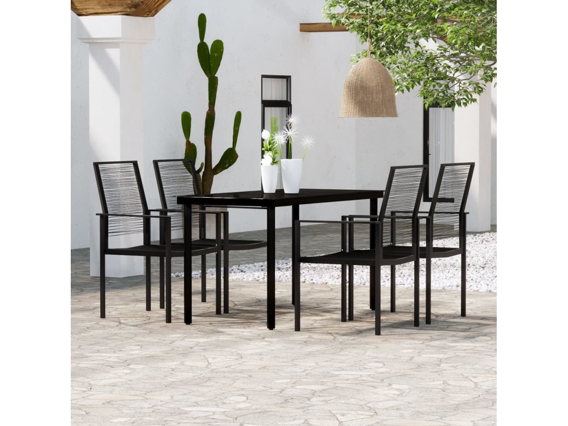 Vidaxl 5 Pcs Conjunto De Jantar Para Jardim Preto
