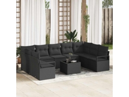 Vidaxl Conjunto De Sofás 10 Unid. Preto Vime Pe