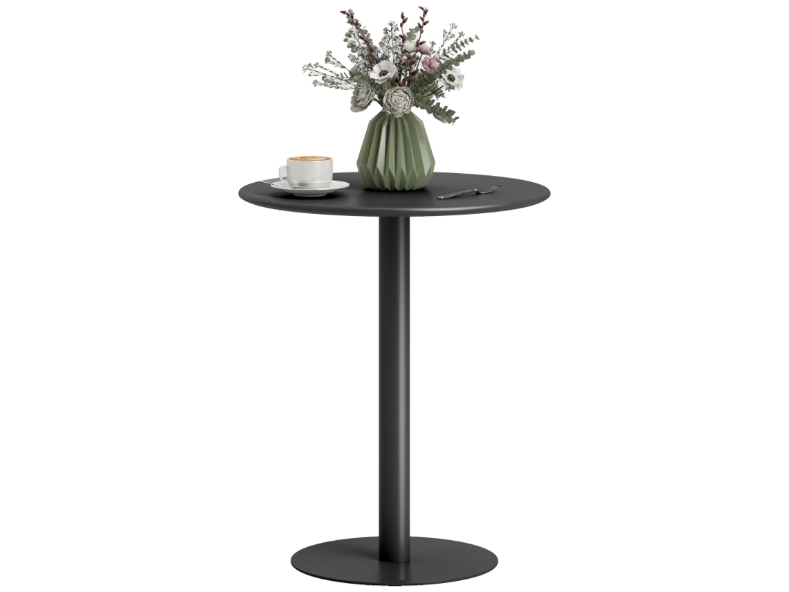Mesa De Jantar Redonda Para 2 Pessoas, Mesa De Jantar Moderna Para Sala De Estar, Jardim, Aço, Ø60 X 72 Cm, Preta