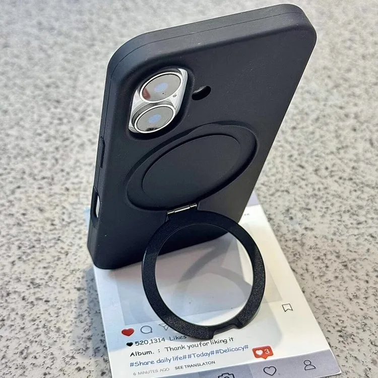 (iphone 14 Plus Preto) Anel De Suporte Magnético Em Silicone Líquido