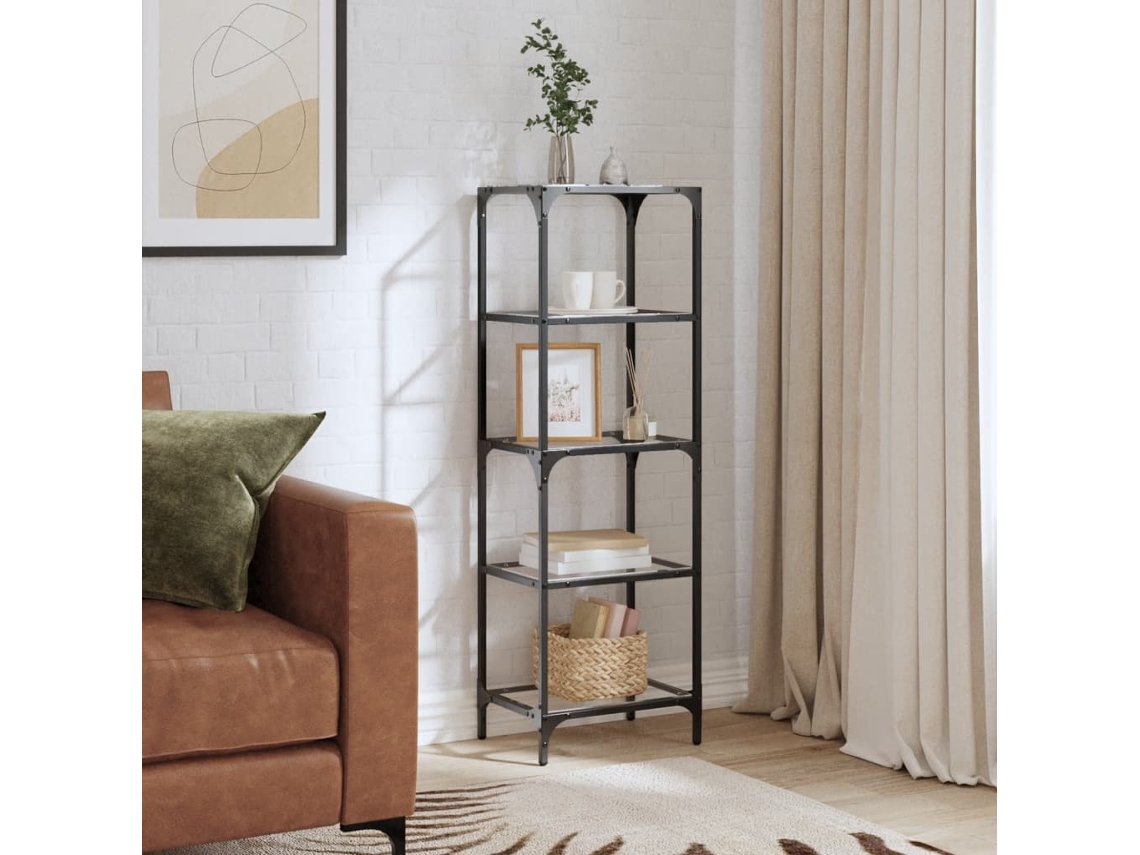 Vidaxl Unidade Prateleiras C/ Tampo Vidro Transparente 40x30x123cm Aço