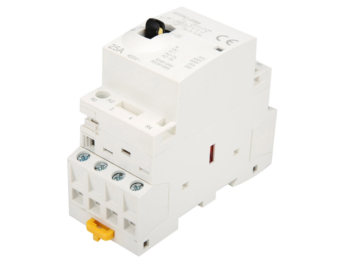 Contator Ca Residencial 4p 25a 220v 50hz Com Chave De Controle Manual Para Trilho Din