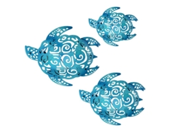 Nova Line conjunto de 3 Decorações de Parede em Metal com Tartarugas Marinas Tema Praia