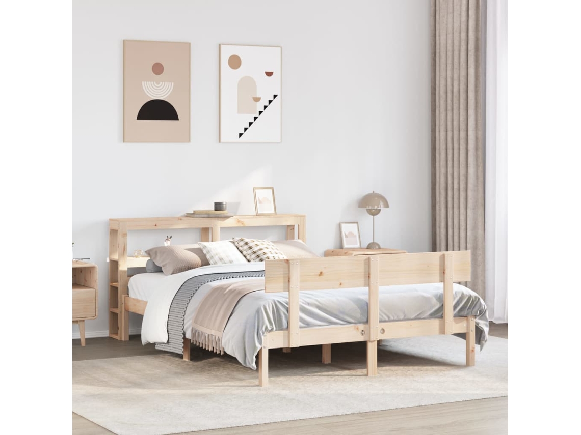 Vidaxl Cama Sem Colchão 140x190 Cm Madeira De Pinho Maciça