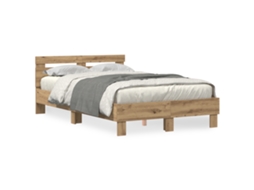 Conjunto 1 Estrutura De Cama Moderna Vidaxl Castanho Derivados De Madeira (135 X 190 Cm)