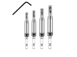 2026 conjunto de Brocas Auto centradas para Bisagras Linjou, Hss, 5/64", 7/64", 9/64", 11/64" com Chave Allen