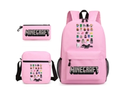 Mochila Escolar, Conjunto 3 Peças, Rosa