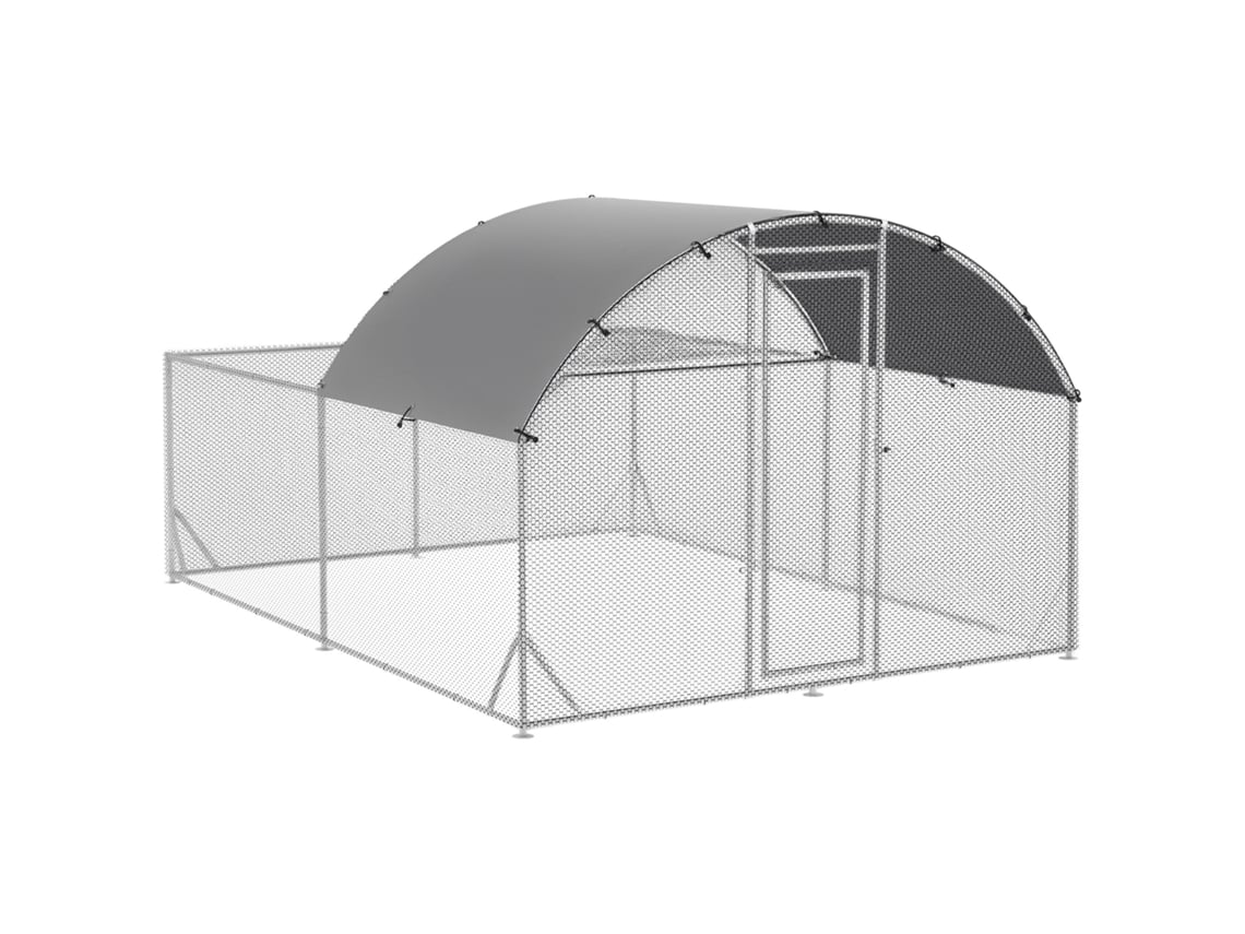 Galinheiro Grande para Exterior, 380x280x195 Cm, para 10 12 Galinhas, com Cobertura de Tecido, para Galinhas, Coelhos e Patos, Cor Prata. VELTUS TRADE