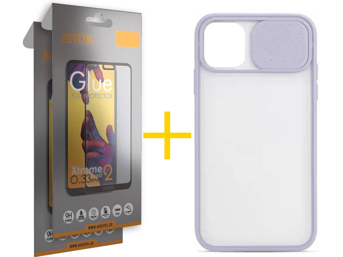 Kit Capa + Película 2 X Vidro Full iPhone 11 Pro Skyhe Gel Protection Lilás