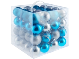 Tectake Conjunto De 64 Bolas De Natal Em Prata/azul, Prata/azul