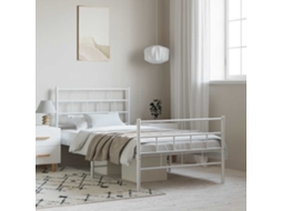 Vidaxl Estrutura De Cama Com Cabeceira E Pés 100x190 Cm Metal Branco