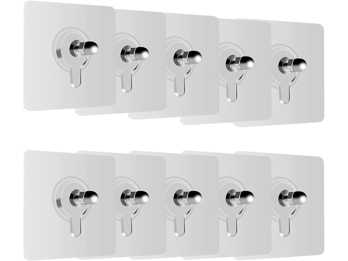 Kit De 10 Ganchos De Parede Para Pregos E Parafusos, Com Adesivo Sem Marcas, Não Requer Furação, Ideais Para Cozinha E