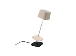 Luminária De Mesa Led Zafferano Ofelia Pro Sand Recarregável E Regulável 2200 2700 3000k 9h De Potência Máxima