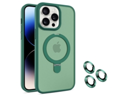Suporte Casa Para Iphone 14 Pro Max Pele Sintética Magnética Verde