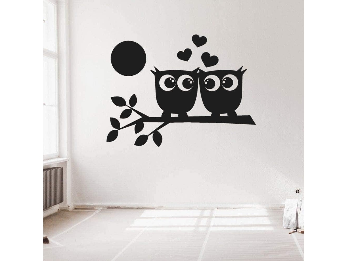 Adesivos Muraux En Vinyle Decoração Murale Automeia Bricolagem Mignon Casal Hibou Casal Decoração Murale Animale 57x42 Cm
