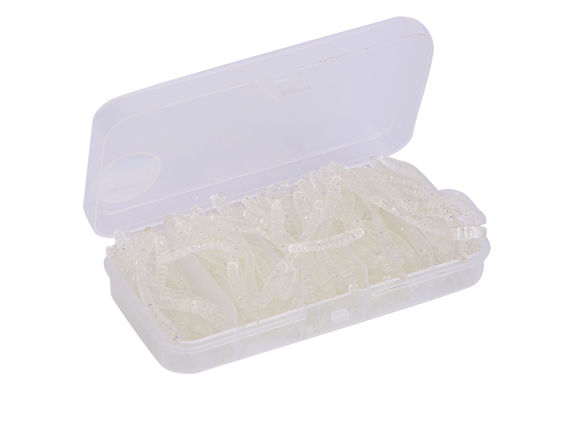 Isqueiro Artificial Minhoca Silicone Branco 6cm 100pcs
