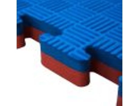 Tatami Puzzle 1 Peça 1M² Piso Tatami para Ginásio Ideal Artes Marciais 1M X 1M X 3Cm Superfície 5 Linhas Azul/Vermelho Reversíve JOWY