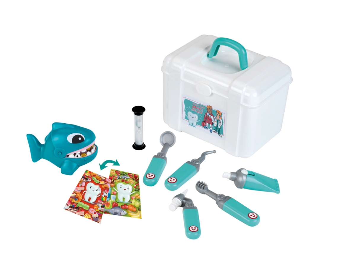 Conjunto De Brinquedo Para Consultório Odontológico Em Miniatura Inclui Acessórios E Tubarão De Treinamento. Klein
