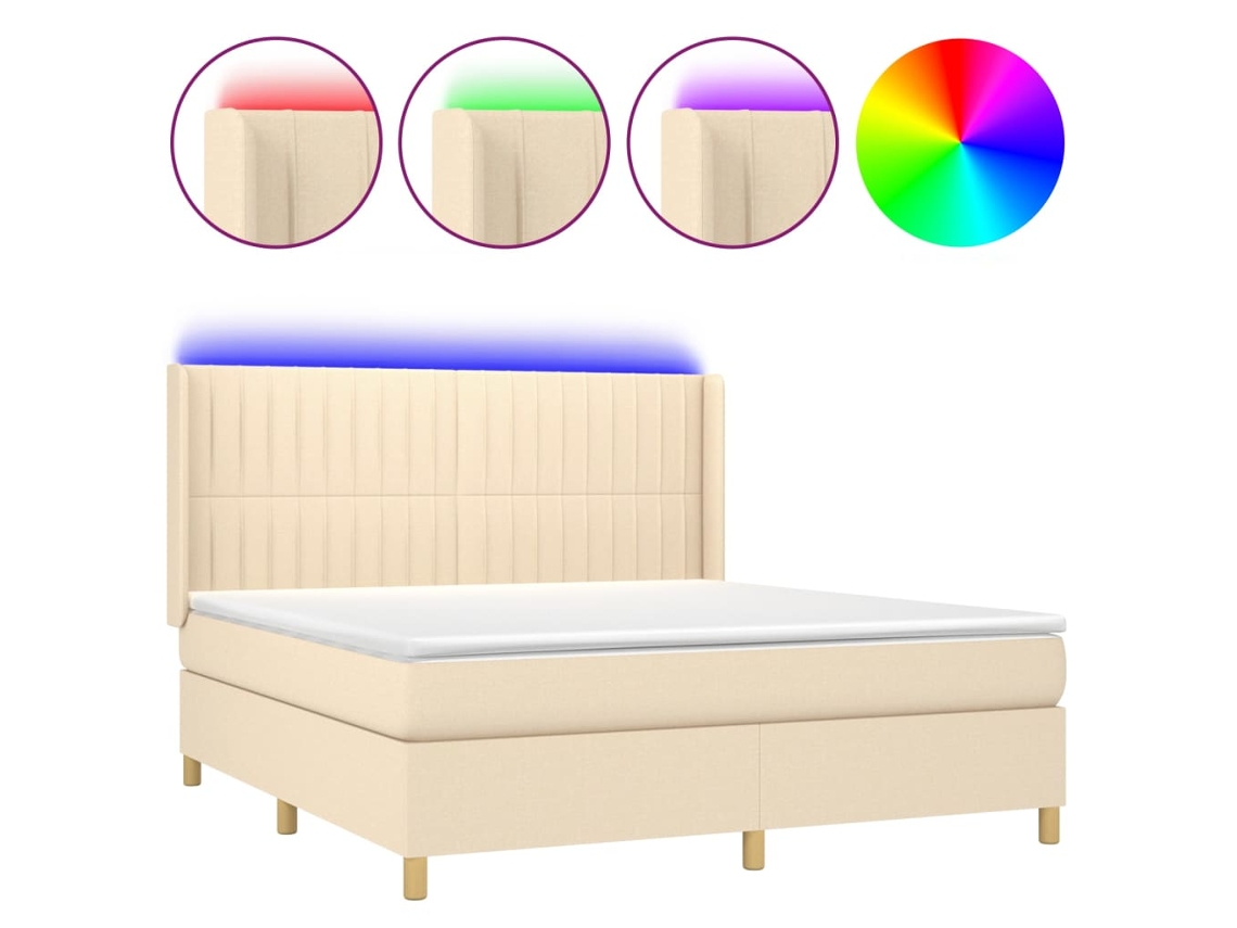 Cama Box Spring VIDAXL (Bege - Tecido - 203 x 163 x 128 cm)