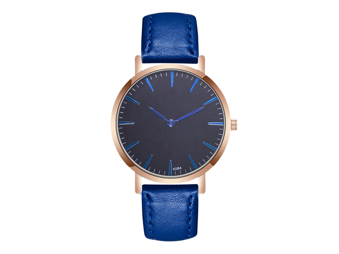 Reloj De Cuarzo Para Hombre Con Correa De Cuero Pu, Esfera Redonda Y Cristal De Zafiro