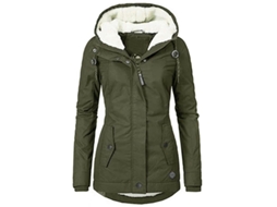 Abrigo Invierno Impermeable Con Capucha Para Mujer Lino Polar Grueso Talla Xl Verde Xl Verde