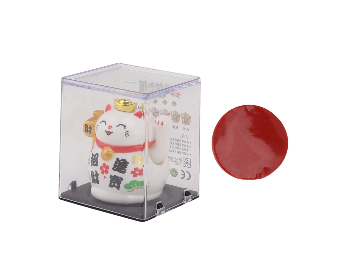 Figura Gato da Sorte Solar LAXISCREED 2 Polegadas Branco