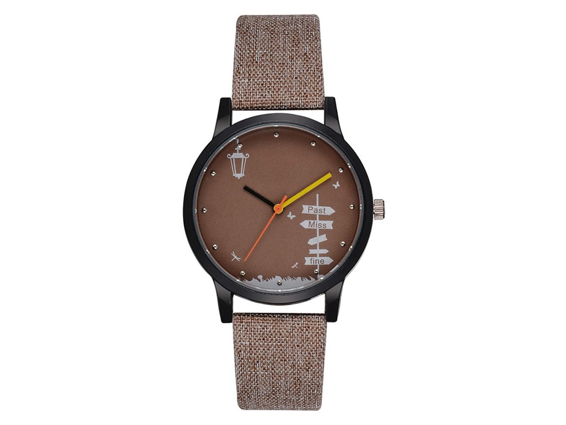 Relógio masculino Gaiety, mostrador redondo, analógico, quartzo, pulseira marrom clara.