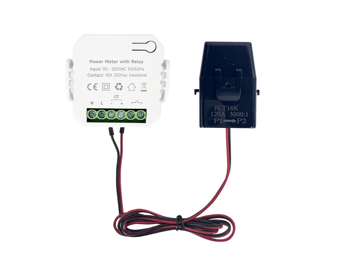 Monitor De Energia Inteligente Wifi Monofásico Com Transformador De Pinça Ct 200a 90-250vac