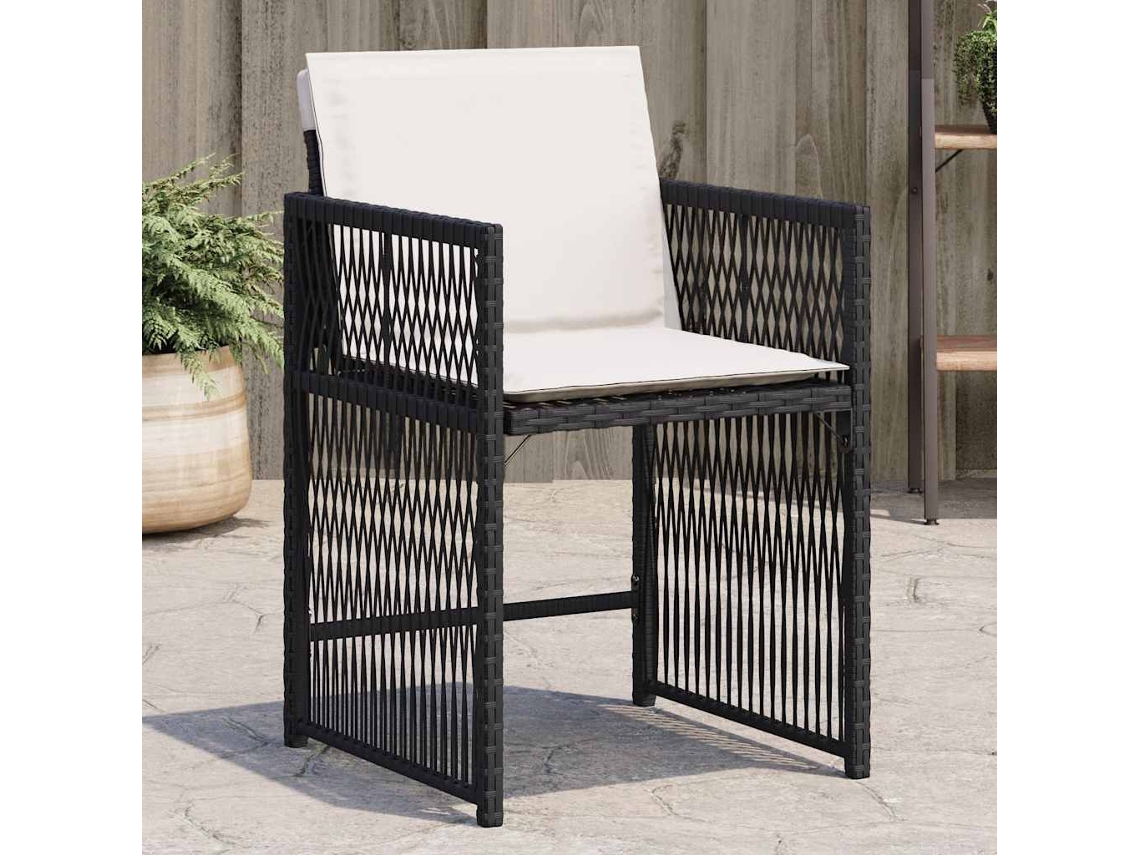 Vidaxl Cadeiras De Jardim Com Almofadões 4 Pcs Vime Pe Preto