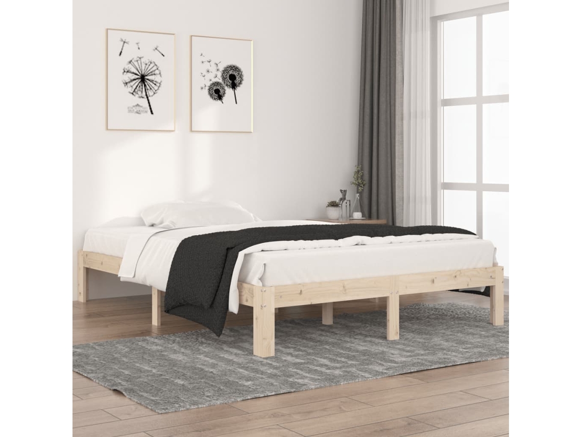 Vidaxl Estrutura de Cama 140x200 Cm Pinho Maciço