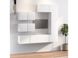 Vidaxl Conjunto Móveis De Tv 6 Pcs Madeira Processada Branco