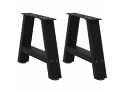 Vidaxl Pés Para Mesa De Centro Em Formato A, 2 Peças, Preto, 50x(30-31) Cm, Aço