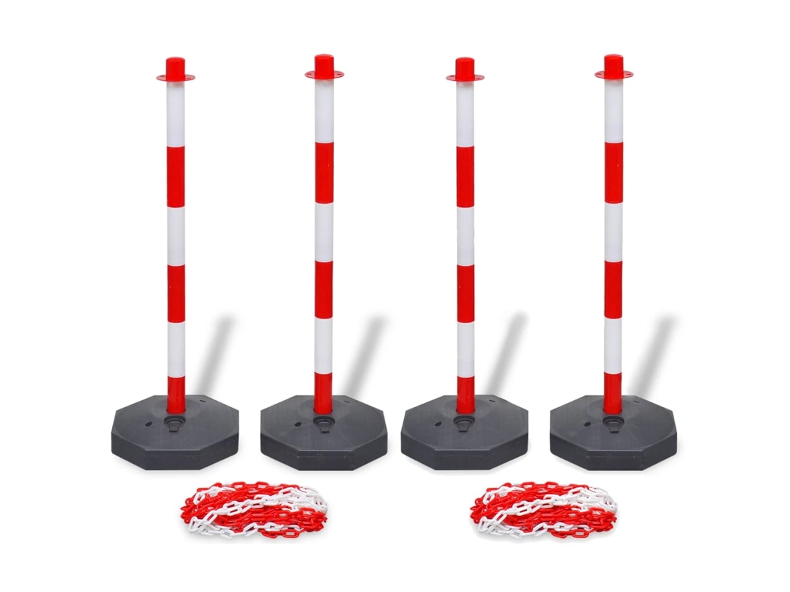 Vidaxl Conjunto De 4 Postes E 2 Correntes De Plástico Com 10 M Cada