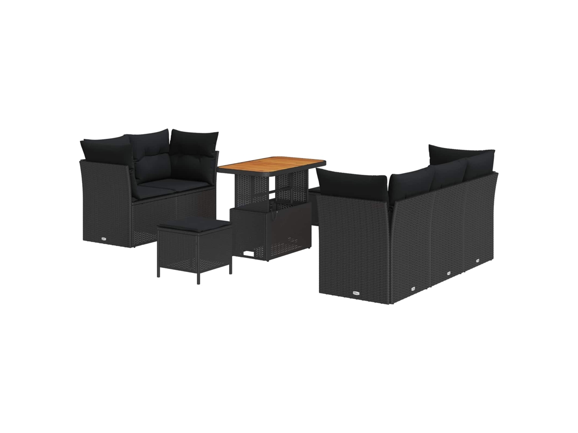 Maison Exclusive - Conjunto De Sofá De Jardim Com Almofada 8 Pcs Preto