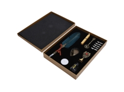 Set de Pluma Vintage com Tinta para Escrita Estudantes Regalo Caja Sp094935 Dourado Verde Preto