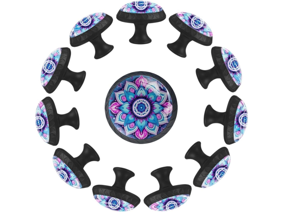 Puxadores Redondos Para Armários De Cozinha, Puxadores Para Armários E Gavetas, 12 Peças, Estampa De Mandala Paisley Com