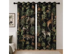 Cortinas Yongfoto Safari Jungle, Animais Selvagens Tropicais, Elefante, Girafa, Zoológico Blackout
