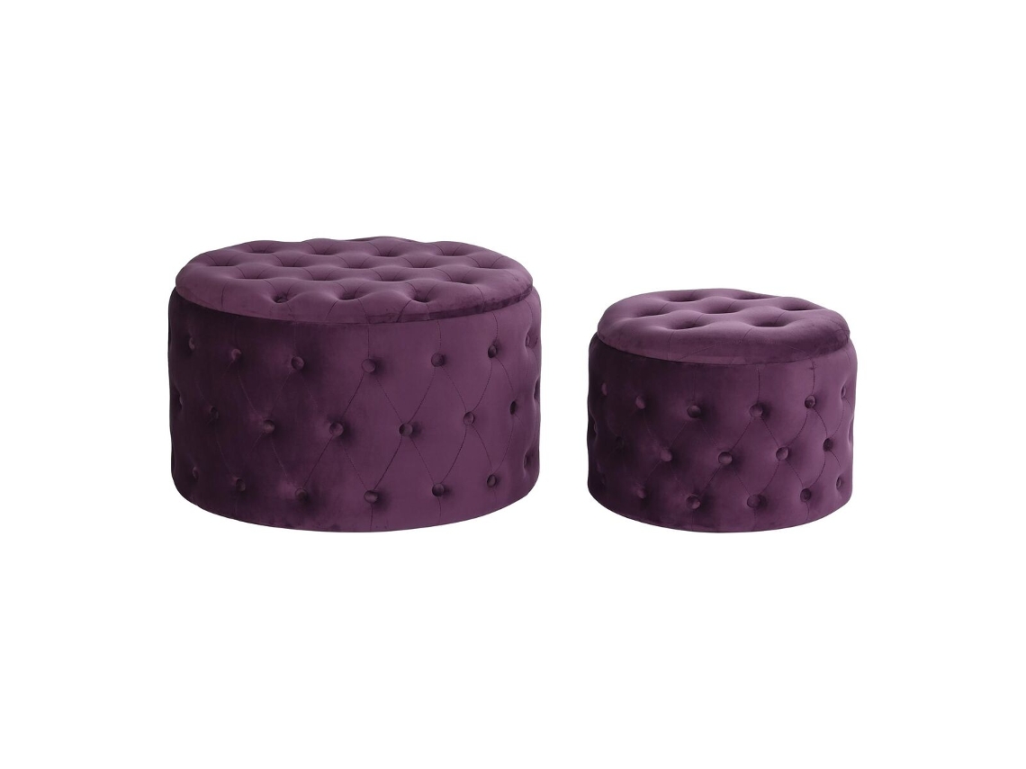 Repousa-Pés DKD HOME DECOR (Castanho-avermelhado - Poliéster - 70 x 70 x 42 cm)