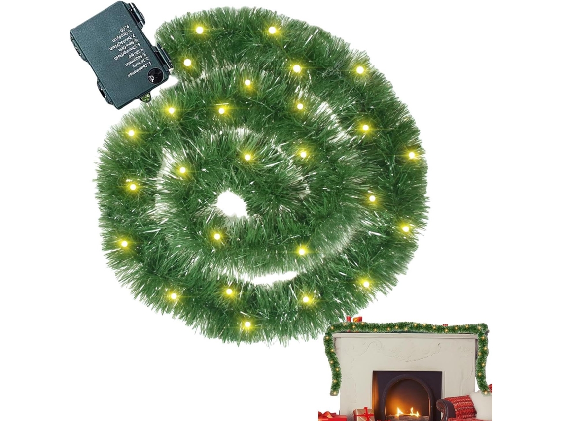 Guirlanda De Natal Pré-iluminada, Ramos De Pinheiro, Decoração Natalina Iluminada, Para Lareira, Luzes De Led.