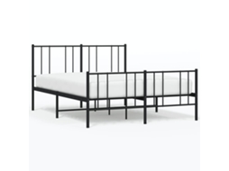 Bed Frame, Bed Frames Vidaxl Preto Aço (150 X 200 Cm)