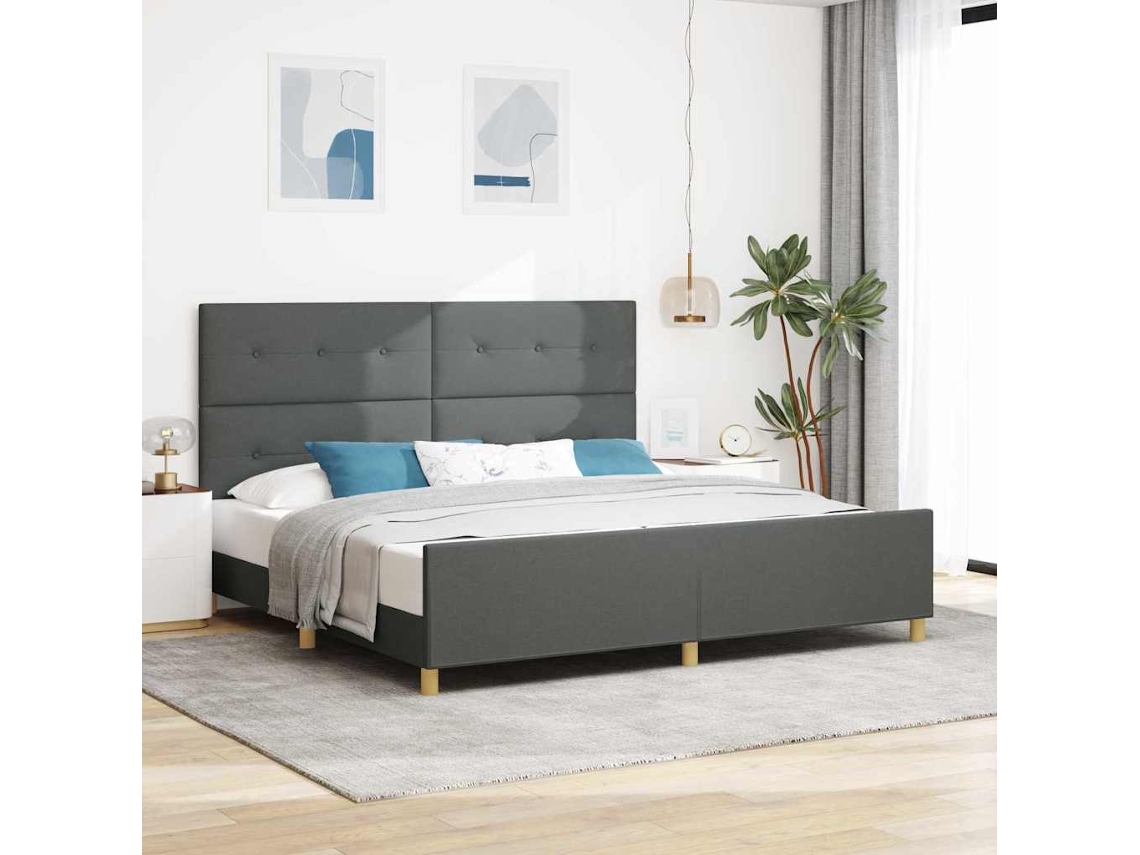 Vidaxl Estrutura Da Cama Cinzento Escuro 200 X 200 Cm Tecido