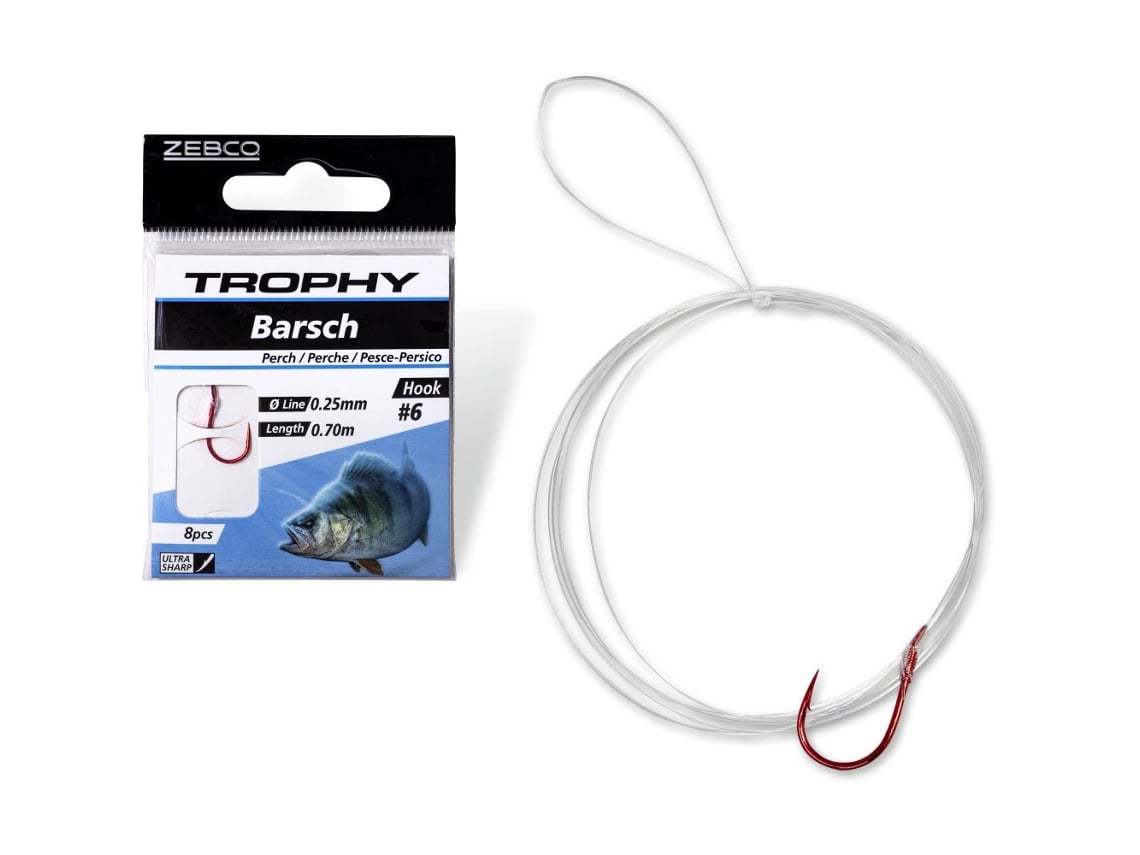Pacote de 8 Líderes ZEBCO Trophy Perch 0,28Mm 70Cm