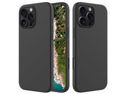 Capa De Silicone Para Iphone 16 Pro Max - Cor Sólida, Proteção Fina E Antiaderente - Preta
